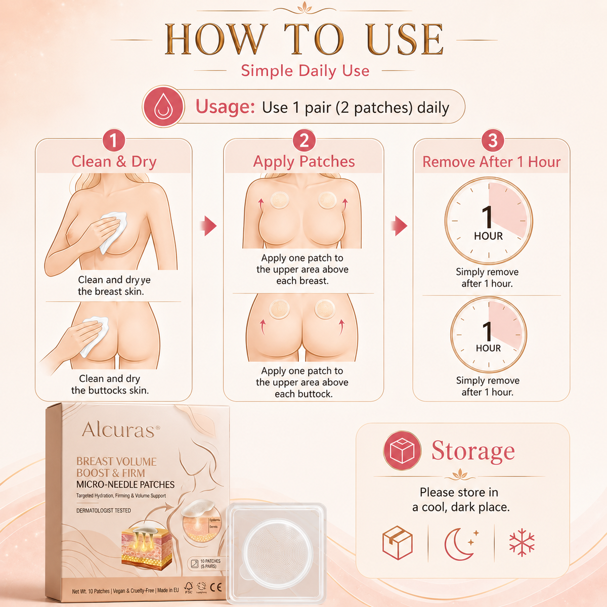 Alcuras®Targeted Breast & Buttock Enhancement Advanced Nano Microneedle Patch